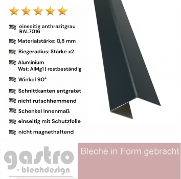 U-Profil aus Alu RAL7016 0,8 mm stark Anthrazitgrau